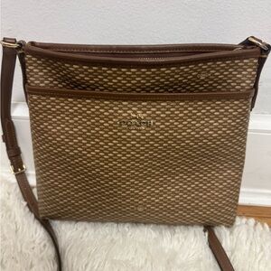 Coach Tan and Brown Patterned Crossbody Bag